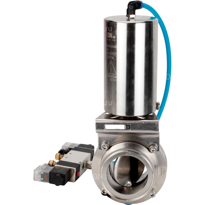 Затвор дисковый поворотный кламповый WBV3131E-2W-C-H Ду15 Ру10 корпус - пищевая нержавеющая сталь 304, уплотнение – EPDM, с пневмоприводом PA-SA-85 и пневмораспределителем 4V320-10 AC220V в Хабаровске