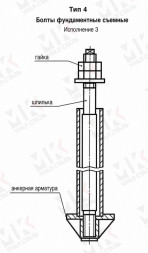 Болт фундаментный тип 4.3 М140х600 мм ГОСТ 24379.1-2012 съемный