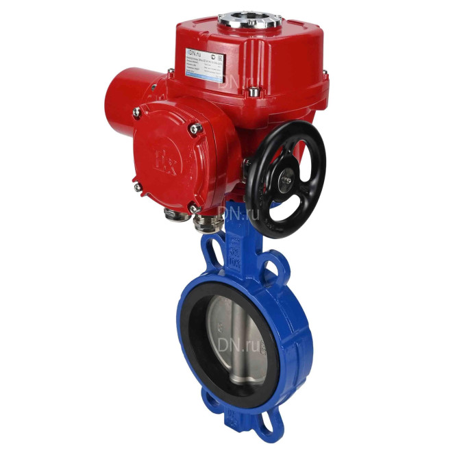 Затвор дисковый поворотный WBV1432N-2W-Fb-H Ду40 Ру16, корпус - чугун GGG50, диск - нержавеющая сталь 316L, уплотнение - NBR, с электроприводом QT-EX-005M-O2-380VAC-У1 в Хабаровске