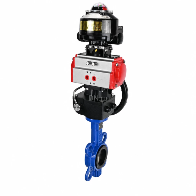 Затвор дисковый поворотный WBV1413E-2W-Fb-H Ду40 Ру16, корпус - чугун GGG50, диск - чугун GGG40, уплотнение - EPDM, с пневмоприводом PA-DA-052, БКВ APL-510N EX и ручным дублером MON1-250-T26-ISO в Хабаровске