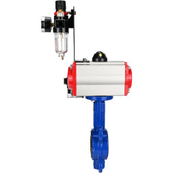 Затвор дисковый поворотный WBV1432N-2W-Fb-H Ду40 Ру16, корпус - чугун GGG50, диск - нержавеющая сталь 316L, уплотнение - NBR, с пневмоприводом PA-DA-052 двойного действия, пневмораспределителем 4M310-08 AC220V, БПВ AFC2000