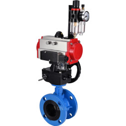 Затвор дисковый поворотный WBV1313E-2W-F-H Ду150 Ру16 фланцевый, корпус - чугун GGG40, диск - чугун GGG40, EPDM, с пневмоприводом PA-DA-130, пневмораспределителем 4M310-08 AC220V, ручным дублером MON1-250-T26-ISO и БПВ AFC2000