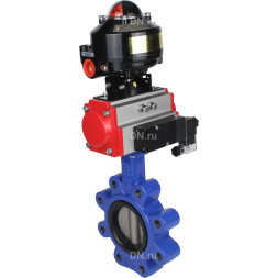 Затвор дисковый поворотный WBV1631E-2W-Fb-H Ду125 Ру16 LUG корпус - чугун QT450, диск - нержавеющая сталь 304, уплотнение - EPDM, с пневмоприводом PA-DA-105, пневмораспределителем 4M310-08 DC24V и БКВ APL-510N EX