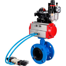 Затвор дисковый поворотный WBV1313E-2W-F-H Ду125 Ру16, корпус - чугун GGG40, диск - чугун GGG40, уплотнение - EPDM, с пневмоприводом PA-DA-130, пневмораспределителем 4M320-10 AC220V, БКВ APL-210N и БПВ AFC2000