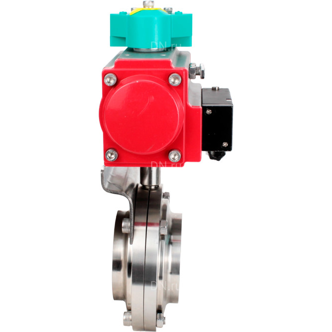 Затвор дисковый поворотный WBV3131E-2W-T-H Ду65 Ру10 резьбовой, пищевая нержавеющая сталь 304, уплотнение - EPDM, с пневмоприводом PA-DA-052, пневмораспределителем 4M310-08 DC24V и магнитным переключателем ALS200D в Хабаровске