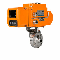 Затвор дисковый поворотный WBV3131E-2W-C-H Ду25 Ру10 кламповый, корпус - пищевая нержавеющая сталь 304, уплотнение - EPDM, с электроприводом QT-N-005EM-A1-220VAC-У1 c датчиком обратной связи и входным управляющим сигналом 4-20мА HARK