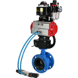 Затвор дисковый поворотный WBV1313E-2W-F-H Ду125 Ру16 фланцевый, корпус - чугун GGG40, диск - чугун GGG40, EPDM, с пневмоприводом PA-DA-130, пневмораспределителем 4V320-08 AC220V, БКВ APL-510N EX, дублером MON1-250-T26-ISO и БПВ AFC2000