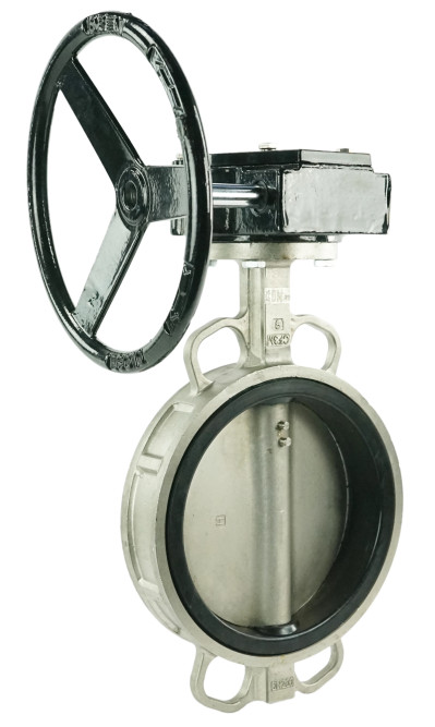 Затвор дисковый поворотный WBV3232E-2W-Fb-H Ду125 Ру16, корпус - сталь 316L, диск - сталь 316L, уплотнение - EPDM,с редуктором RDN RQN3-150Z-T24 в Хабаровске