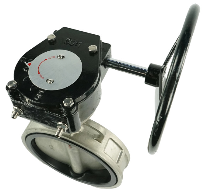 Затвор дисковый поворотный WBV3232E-2W-Fb-H Ду125 Ру16, корпус - сталь 316L, диск - сталь 316L, уплотнение - EPDM,с редуктором RDN RQN3-150Z-T24 в Хабаровске