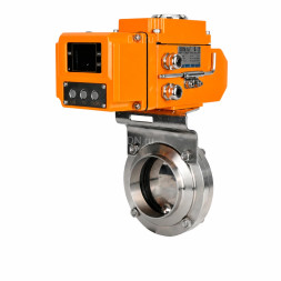 Затвор дисковый поворотный WBV3131E-2W-W-H Ду20 Ру10 под приварку, корпус - пищевая нержавеющая сталь 304, уплотнение - EPDM, с электроприводом QT-N-005EM-B1-220VAC-У1 c датчиком обратной связи и входным управляющим сигналом 0-10В HARK