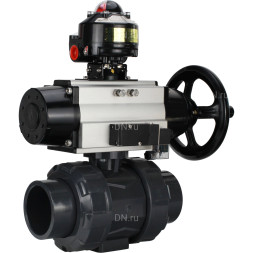 Кран шаровой BV4242E-FP-GRM-ISO Дн20 Ру10 полнопроходной, корпус - НПВХ, шар - НПВХ, уплотнение - EPDM, с пневмоприводом PA-DA-105-1, пневмораспределителем 4M310-08 AC220V и БКВ APL-510N EX