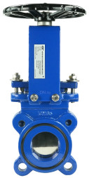 Задвижка шиберная GVKN1331N-2W-Fb-S Ду65 Ру16 двусторонняя, межфланцевая, шпиндель - невыдвижной, корпус - чугун GGG40, шибер - нержавеющая сталь 304, уплотнение - NBR, управление - штурвал