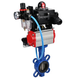 Затвор дисковый поворотный WBV1413E-2W-Fb-H Ду50 Ру16, корпус - чугун GGG50, диск - чугун GGG40, уплотнение - EPDM, с пневмоприводом PA-DA-065 двойного действия, пневмораспределителем 4M310-08 AC220V, БКВ APL-410N EX, БПВ AFC2000