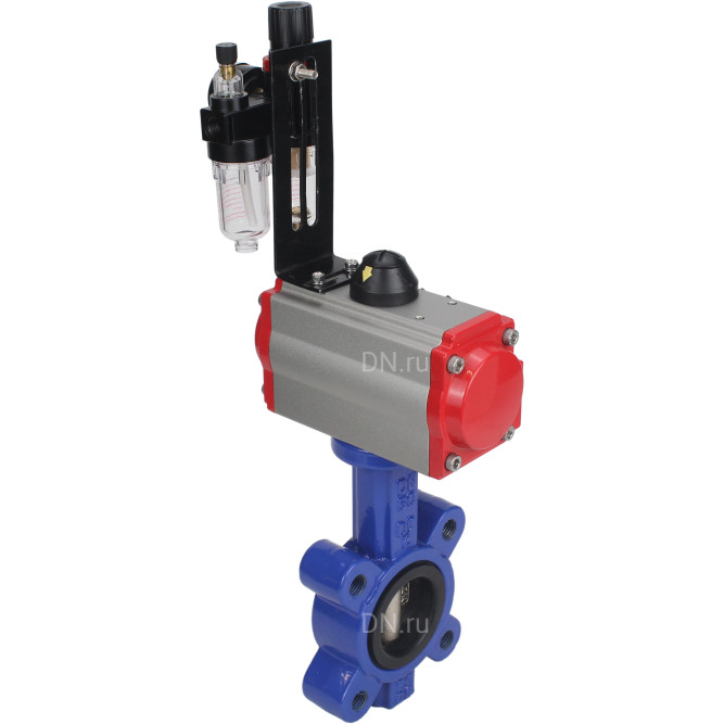Затвор дисковый поворотный WBV1616N-2W-Fb-H Ду50 Ру16 LUG корпус - чугун QT450, диск - чугун QT450, уплотнение - NBR, с пневмоприводом PA-SA-083, пневмораспределителем 4M310-08 DC24V и БПВ AFC2000 в Хабаровске