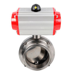 Затвор дисковый поворотный кламповый WBV3131E-2W-C-H Ду25 Ру10 корпус - пищевая нержавеющая сталь 304, уплотнение – EPDM, с пневмоприводом PA-DA-065 двойного действия