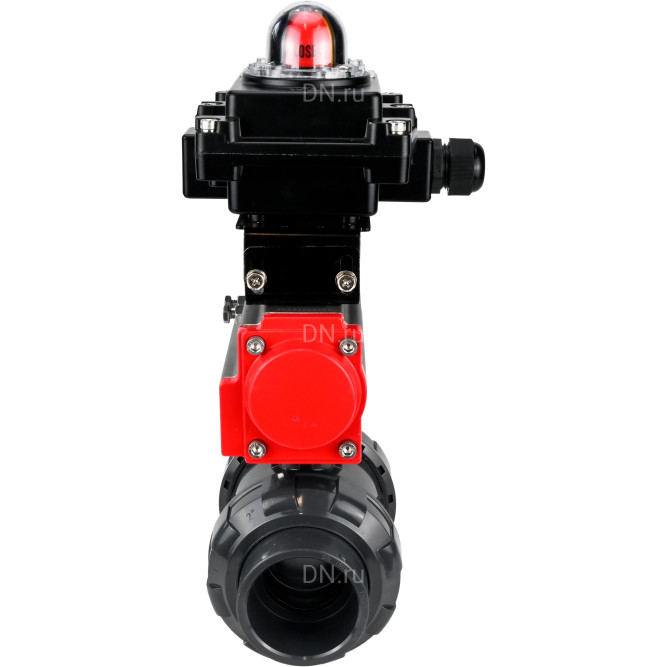 Кран шаровой BV4242E-FP-GRM-ISO Дн100 Ру10 полнопроходной, корпус - НПВХ, шар - НПВХ, уплотнение - EPDM, с пневмоприводом PA-DA-065 и БКВ APL-410N EX в Хабаровске