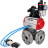 Кран шаровой BV3232P(4pc)-FP-3WL-F Ду20 Ру16 полнопроходной трехходовой, фланцевый, корпус - нержавеющая сталь SS316, с пневмоприводом PA-SA-065 с возвратными пружинами, пневмораспределителем 4V320-10 AC220V, БКВ APL-210N и БПВ AFC2000 в Хабаровске