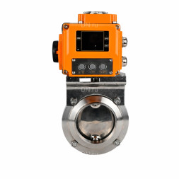 Затвор дисковый поворотный WBV3131E-2W-W-H Ду65 Ру10 под приварку, корпус - пищевая нержавеющая сталь 304, уплотнение - EPDM, с электроприводом QT-N-005EM-B1-220VAC-У1 c датчиком обратной связи и входным управляющим сигналом 0-10В HARK