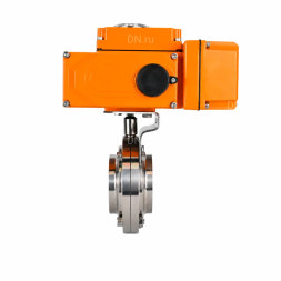 Затвор дисковый поворотный WBV3131E-2W-W-H Ду65 Ру10 под приварку, корпус - пищевая нержавеющая сталь 304, уплотнение - EPDM, с электроприводом QT-N-005EM-B1-220VAC-У1 c датчиком обратной связи и входным управляющим сигналом 0-10В HARK
