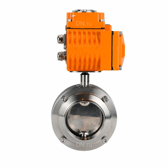 Затвор дисковый поворотный WBV3131E-2W-W-H Ду80 Ру10 под приварку, корпус - пищевая нержавеющая сталь 304, уплотнение - EPDM, с электроприводом QT-N-005EM-B1-220VAC-У1 c датчиком обратной связи и входным управляющим сигналом 0-10В HARK в Хабаровске
