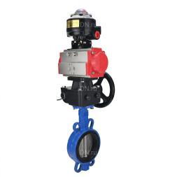Затвор дисковый поворотный WBV1432N-2W-Fb-H Ду40 Ру16, корпус - чугун GGG50, диск - нержавеющая сталь 316L, уплотнение - NBR, с пневмоприводом PA-DA-052 двойного действия, с БКВ APL-510N EX, с ручным дублером MON1-250-T26-ISO