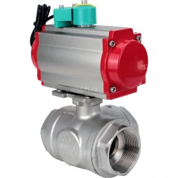 Кран шаровой BV3232P(4pc)-SP-3WL-T-ISO-H Ду80 Ру40 стандартнопроходной L-тип, внутренняя резьба, корпус - нержавеющая сталь 316, уплотнение - PTFE, с пневмоприводом PA-DA-083 и магнитным переключателем ALS200D