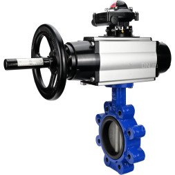 Затвор дисковый поворотный WBV1631N-2W-Fb-H Ду125 Ру16 LUG корпус - чугун QT450, диск - нержавеющая сталь 304, уплотнение - NBR, с пневмоприводом PA-DA-105-1, пневмораспределителем 4M310-08 DC24V и БКВ APL-210N