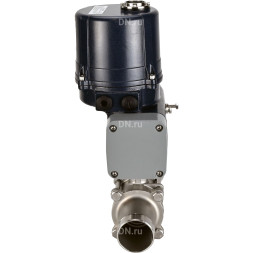 Кран шаровой BV3131P(3pc)-FP-W-ISO-H LONG Ду40 Ру40 полнопроходной, под приварку, корпус - нержавеющая сталь SS304, уплотнение - PTFE, с электроприводом четвертьоборотным QTSA-N-005EM-O0-220VAC с пружинным возвратом