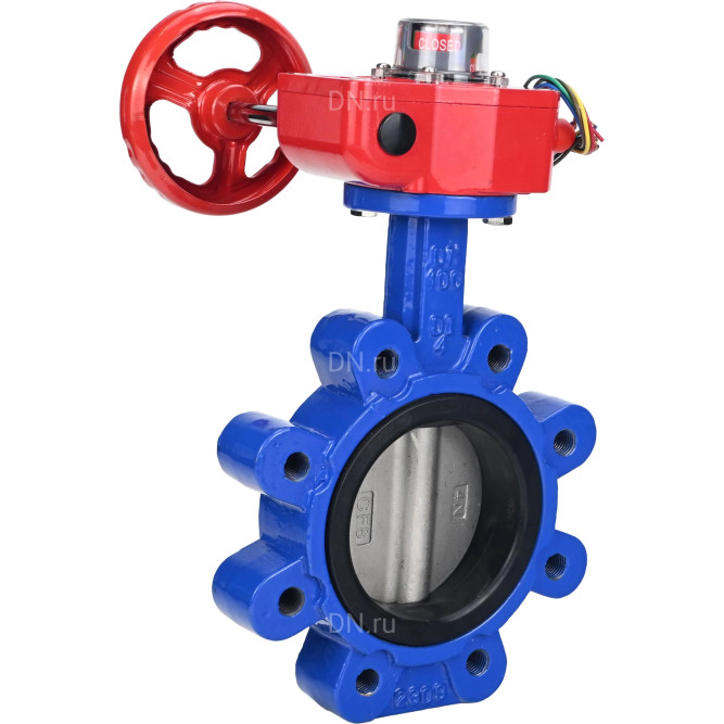 Затвор дисковый поворотный WBV1631N-2W-Fb-H Ду50 Ру16 LUG межфланцевый, корпус - чугун QT450, диск - нержавеющая сталь AISI 304, уплотнение - NBR, с редуктором HGBF RQN1-180Z в Хабаровске