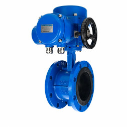 Затвор дисковый поворотный WBV1331E-2W-F-H Ду125 Ру16 фланцевый, корпус - чугун GGG40, диск - нержавеющая сталь 304, уплотнение - EPDM, с электроприводом QT-N-030M-O2-220VAC-У1 с моментной муфтой 220В