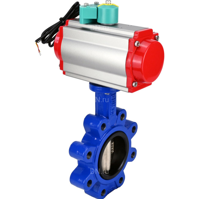 Затвор дисковый поворотный WBV1616N-2W-Fb-H Ду80 Ру16 LUG корпус - чугун QT450, диск - чугун QT450, уплотнение - NBR, с пневмоприводом PA-DA-083 и магнитным переключателем ALS200D в Хабаровске