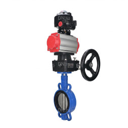 Затвор дисковый поворотный WBV1432N-2W-Fb-H Ду125 Ру16, корпус - чугун GGG50, диск - нержавеющая сталь 316L, уплотнение - NBR, с пневмоприводом PA-DA-105 двойного действия, с БКВ APL-510N EX, с ручным дублером MON3-700-T38-ISO