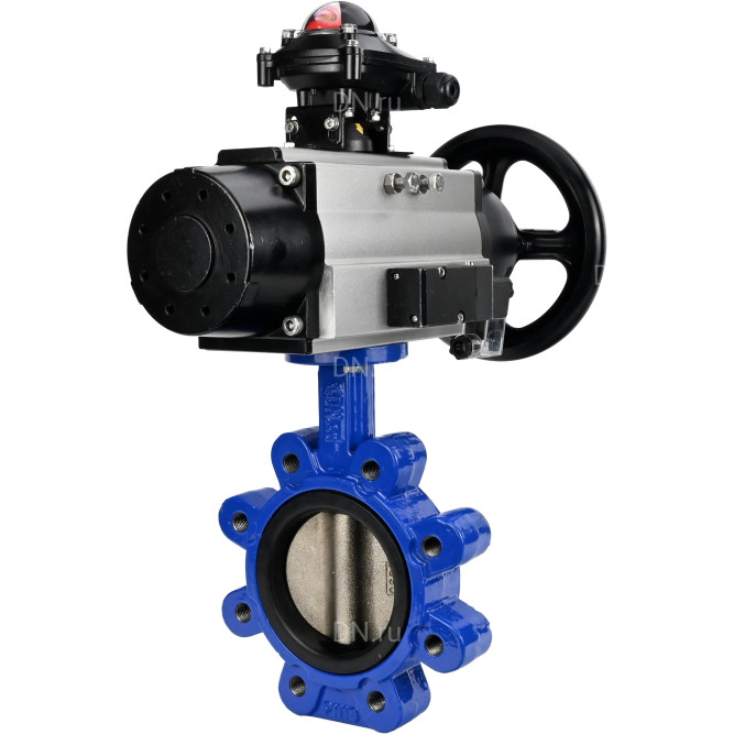 Затвор дисковый поворотный WBV1616E-2W-Fb-H Ду150 Ру16 LUG корпус - чугун QT450, диск - чугун QT450, уплотнение - EPDM, с пневмоприводом PA-DA-105-1, пневмораспределителем 4M310-08 DC24V и БКВ APL-210N в Хабаровске