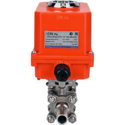 Кран шаровой BV3232P(3pc)-FP-W-ISO-H LONG Ду15 Ру63 полнопроходной, корпус - нержавеющая сталь 316, уплотнение - PTFE, под приварку, с 1/4-оборотным электроприводом QT-N-003EM-O1-220VAC-У1 MINI 220В
