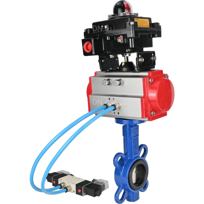 Затвор дисковый поворотный WBV1413E-2W-Fb-H Ду65 Ру16, корпус - чугун GGG50, диск - чугун GGG40, уплотнение - EPDM, с пневмоприводом PA-SA-083, пневмораспределителем 4V320-10 AC220V и БКВ APL-410N EX в Хабаровске