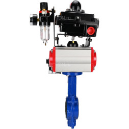Затвор дисковый поворотный WBV1432N-2W-Fb-H Ду125 Ру16, корпус - чугун GGG50, диск - нержавеющая сталь 316L, уплотнение - NBR, с пневмоприводом PA-DA-105, пневмораспределителем 4M310-08 DC24V, БКВ APL-410N EX, БПВ AFC2000