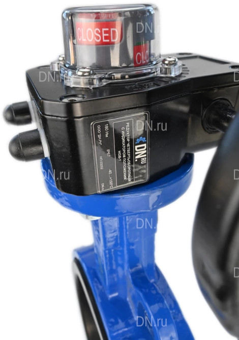 Затвор дисковый поворотный WBV1132N-2W-Fb-H Ду40 Ру16 межфланцевый, корпус - чугун GG25, диск - нержавеющая сталь 316L, уплотнение - NBR, с редуктором HGB RQN1-180Z с индикатором положения в Хабаровске