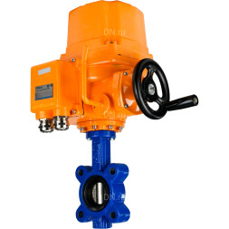 Затвор дисковый поворотный WBV1616N-2W-Fb-H Ду100 Ру16 LUG межфланцевый, корпус - чугун QT450, диск - чугун QT450, уплотнение - NBR, с электроприводом QT-EX-010EM-O2-24VDC-У1 24В