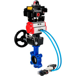Затвор дисковый поворотный WBV1631E-2W-Fb-H Ду50 Ру16 LUG, корпус - чугун, диск - нержавеющая сталь 304, уплотнение - EPDM, с пневмоприводом PA-DA-065, пневмораспределителем 4M320-08 AC220V, ручным дублером MON1-250-T26-ISO и БКВ APL-410N EX