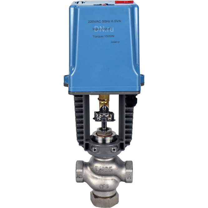 Клапан регулирующий VRg1-31M-PED-T 1/2″ Ду15 Ру25 двухходовой, односедельный, резьбовой, корпус - нержавеющая сталь AISI304, уплотнение - металл с электроприводом XCK220-1500 AC220V в Хабаровске
