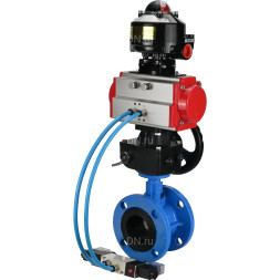 Затвор дисковый поворотный WBV1313E-2W-F-H Ду125 Ру16 фланцевый, корпус - чугун GGG40, диск - чугун GGG40, EPDM, с пневмоприводом PA-DA-130, пневмораспределителем 4V320-10 AC220V, БКВ APL-510N EX и ручным дублером MON1-250-T26-ISO
