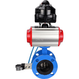 Затвор дисковый поворотный WBV1313E-2W-F-H Ду80 Ру16 фланцевый, корпус - чугун GGG40, диск - чугун GGG40, уплотнение - EPDM, с пневмоприводом PA-DA-105, пневмораспределителем 4V320-08 AC220V и БКВ APL-510N EX
