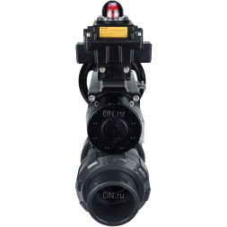 Кран шаровой BV4242E-FP-GRM-ISO Дн32 Ру10 полнопроходной, корпус - НПВХ, шар - НПВХ, уплотнение - EPDM, с пневмоприводом PA-DA-105-1 и БКВ APL-410N EX