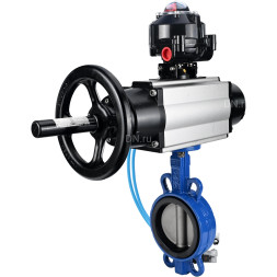 Затвор дисковый поворотный WBV1132N-2W-Fb-H Ду150 Ру16, корпус - чугун GG25, диск - нержавеющая сталь 316L, уплотнение - NBR, с пневмоприводом PA-DA-105-1 двойного действия, с пневмораспределителем 4V320-08 AC220V, с БКВ APL-510N-EX