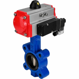 Затвор дисковый поворотный WBV1631E-2W-Fb-H Ду125 Ру16 LUG корпус - чугун QT450, диск - нержавеющая сталь 304, уплотнение - EPDM, с пневмоприводом PA-SA-140 и пневмораспределителем 4M310-08 DC24V