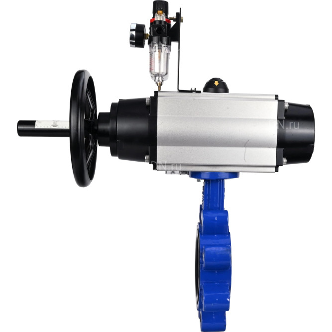 Затвор дисковый поворотный WBV1616N-2W-Fb-H Ду125 Ру16 LUG корпус - чугун QT450, диск - чугун QT450, уплотнение - NBR, с пневмоприводом PA-DA-105-1, пневмораспределителем 4M310-08 AC220V и БПВ AFC2000 в Хабаровске