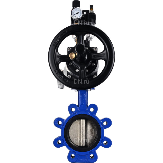 Затвор дисковый поворотный WBV1616N-2W-Fb-H Ду125 Ру16 LUG корпус - чугун QT450, диск - чугун QT450, уплотнение - NBR, с пневмоприводом PA-DA-105-1, пневмораспределителем 4M310-08 AC220V и БПВ AFC2000 в Хабаровске