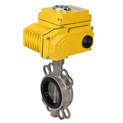 Затвор дисковый поворотный WBV3232E-2W-Fb-H Ду250 Ру16, корпус - нержавеющая сталь 316L, диск - нержавеющая сталь 316L, уплотнение - EPDM, с электроприводом QT-N-040EM-O1-24VDC-У1 24В