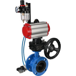 Затвор дисковый поворотный WBV1313E-2W-F-H Ду125 Ру16 фланцевый, корпус - чугун GGG40, диск - чугун GGG40, EPDM, с пневмоприводом PA-DA-130, пневмораспределителем 4V320-08 AC220V, дублером MON1-250-T26-ISO и БПВ AFC2000