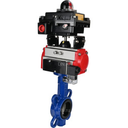 Затвор дисковый поворотный WBV1432E-2W-Fb-H Ду125 Ру16, корпус - чугун GGG50, диск - нержавеющая сталь 316L, уплотнение - EPDM, с пневмоприводом PA-SA-130 с возвратными пружинами, пневмораспределителем 4M310-08 DC24V, БКВ APL-410N EX